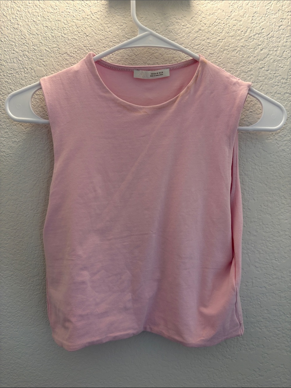 Zara Light Pink Sleeveless Crewneck Tank